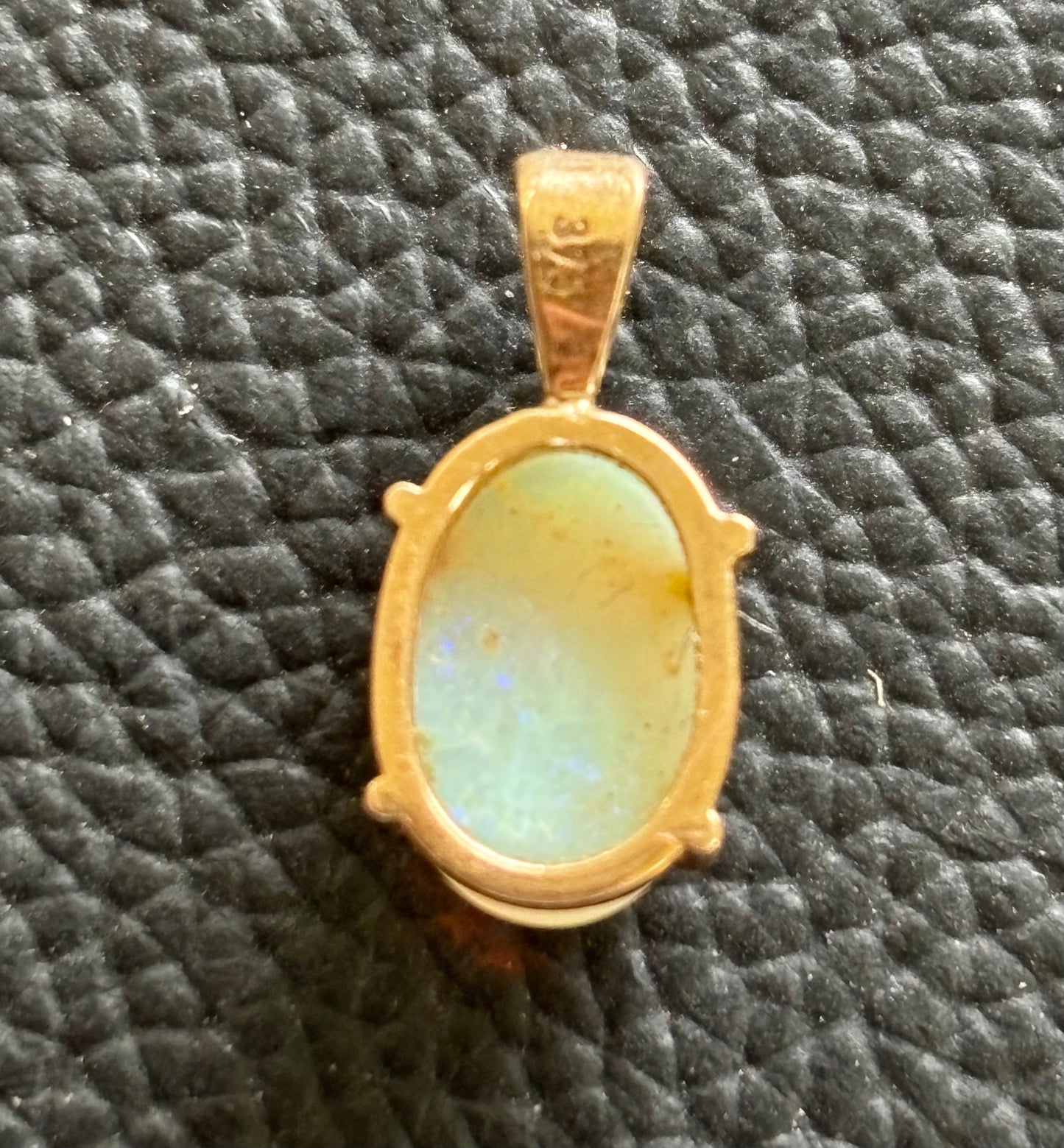 1 Carat Firey Solid White Opal & 9ct Gold Pendant with Valuation