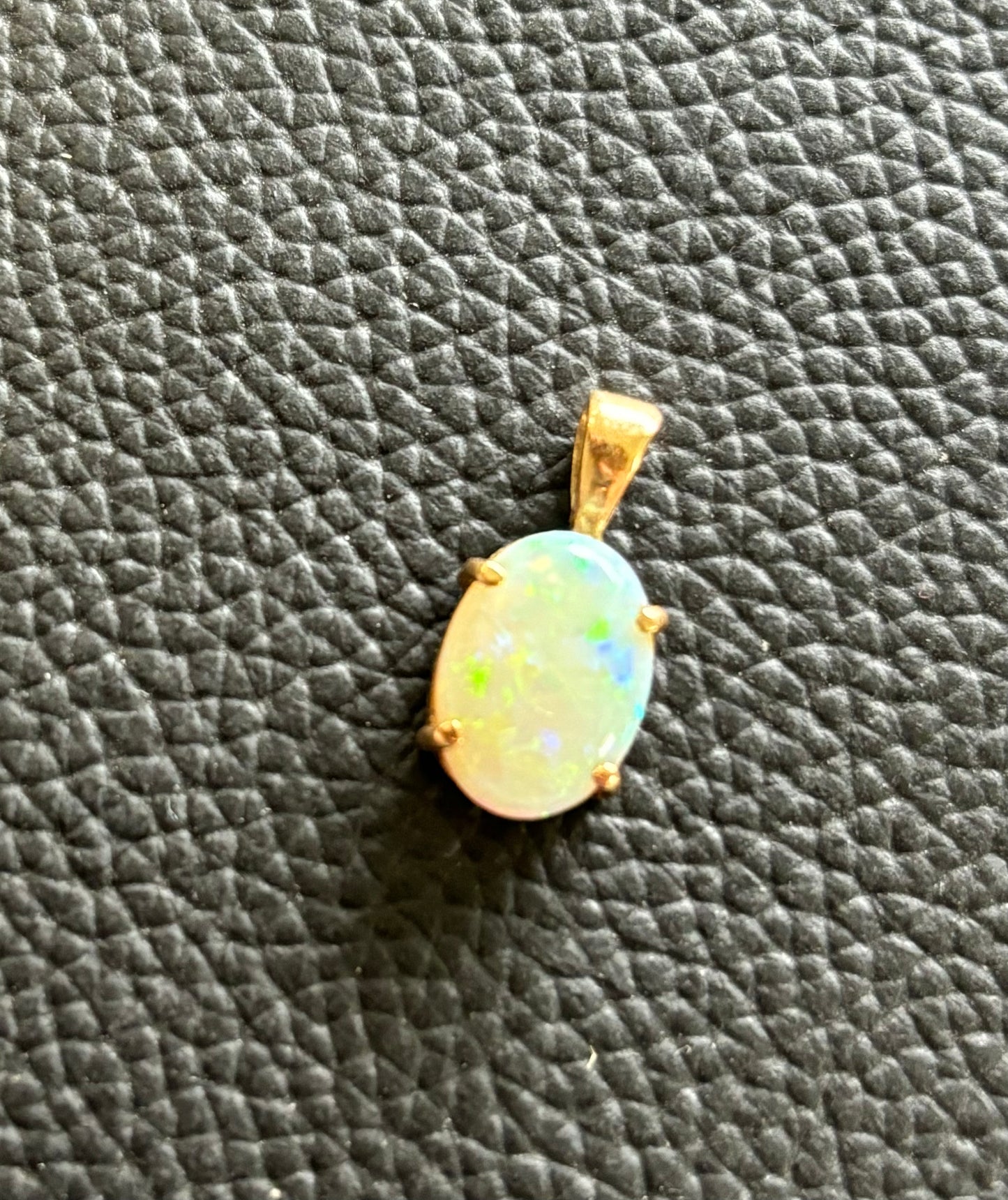 1 Carat Firey Solid White Opal & 9ct Gold Pendant with Valuation