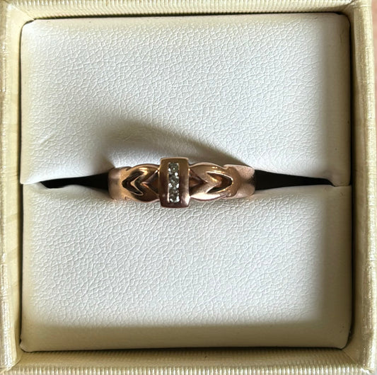 9ct Rose Gold & 3 Diamonds Band Ring