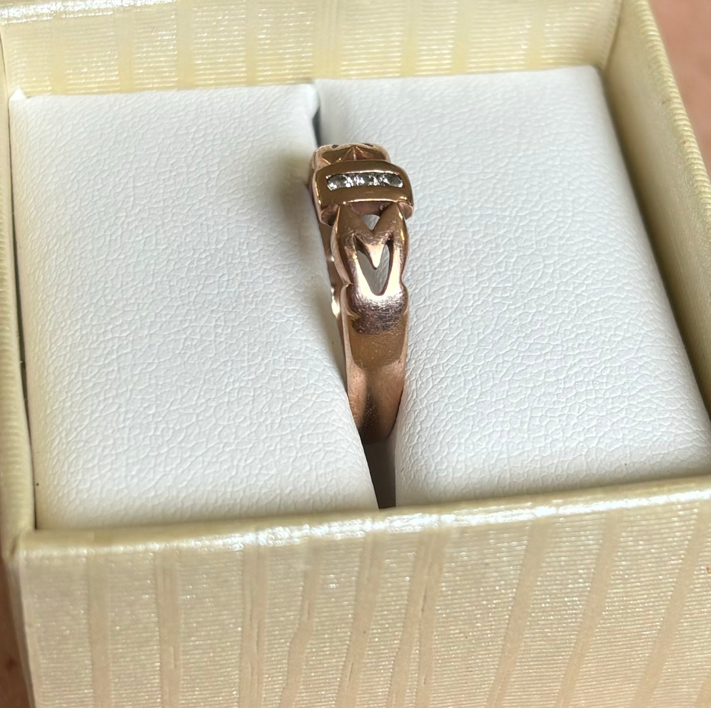 9ct Rose Gold & 3 Diamonds Band Ring