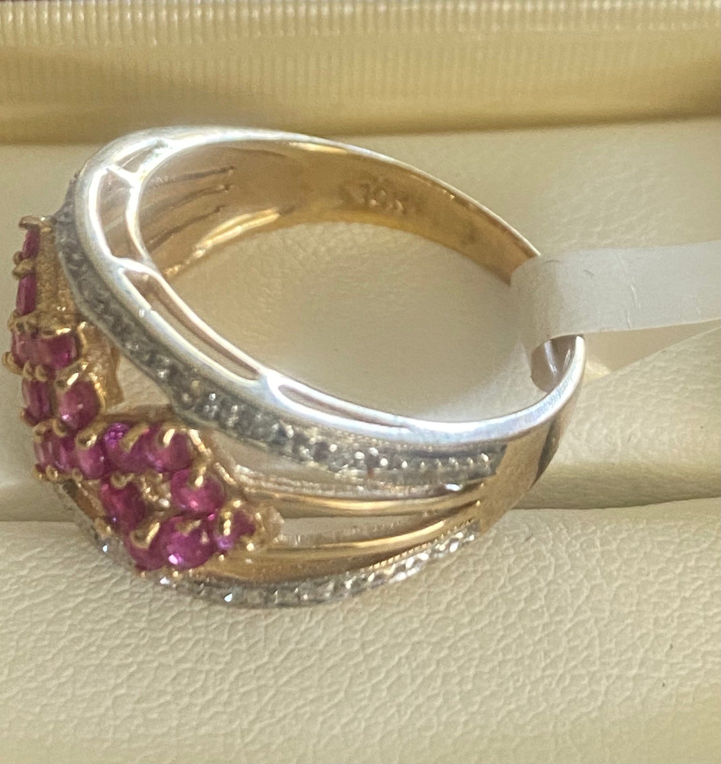 10ct Gold 22 Natural Ruby’s & Diamonds Band Ring