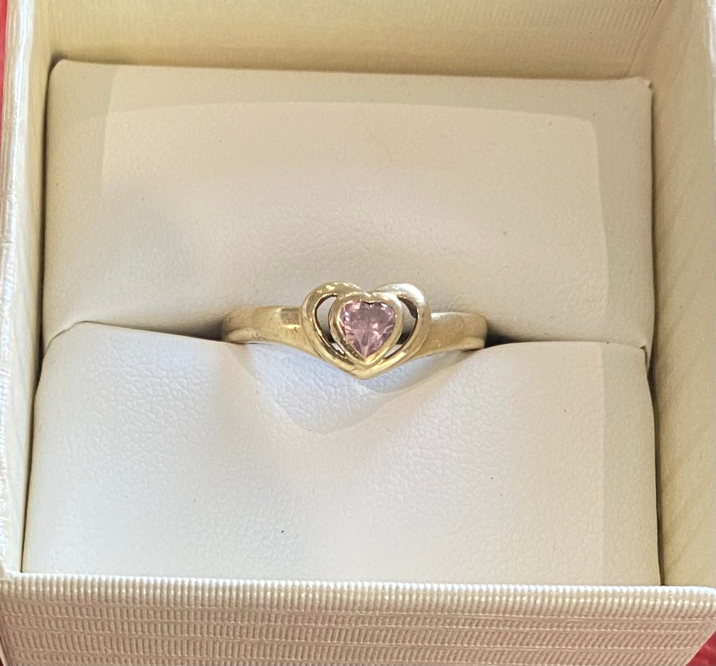 9ct Gold Natural Pink Topaz Love Heart Ring