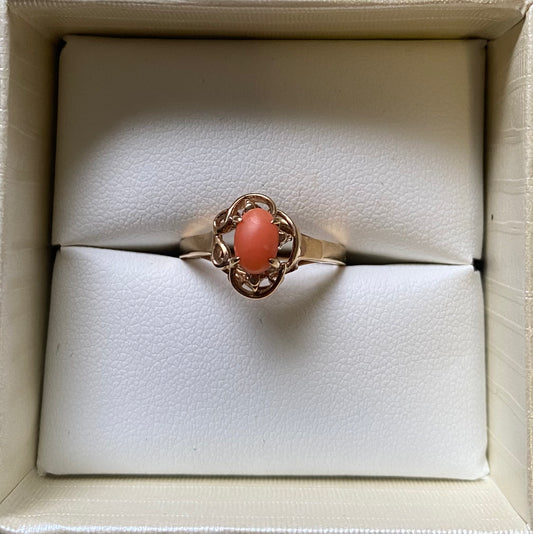 9ct Gold Pink Coral Ring